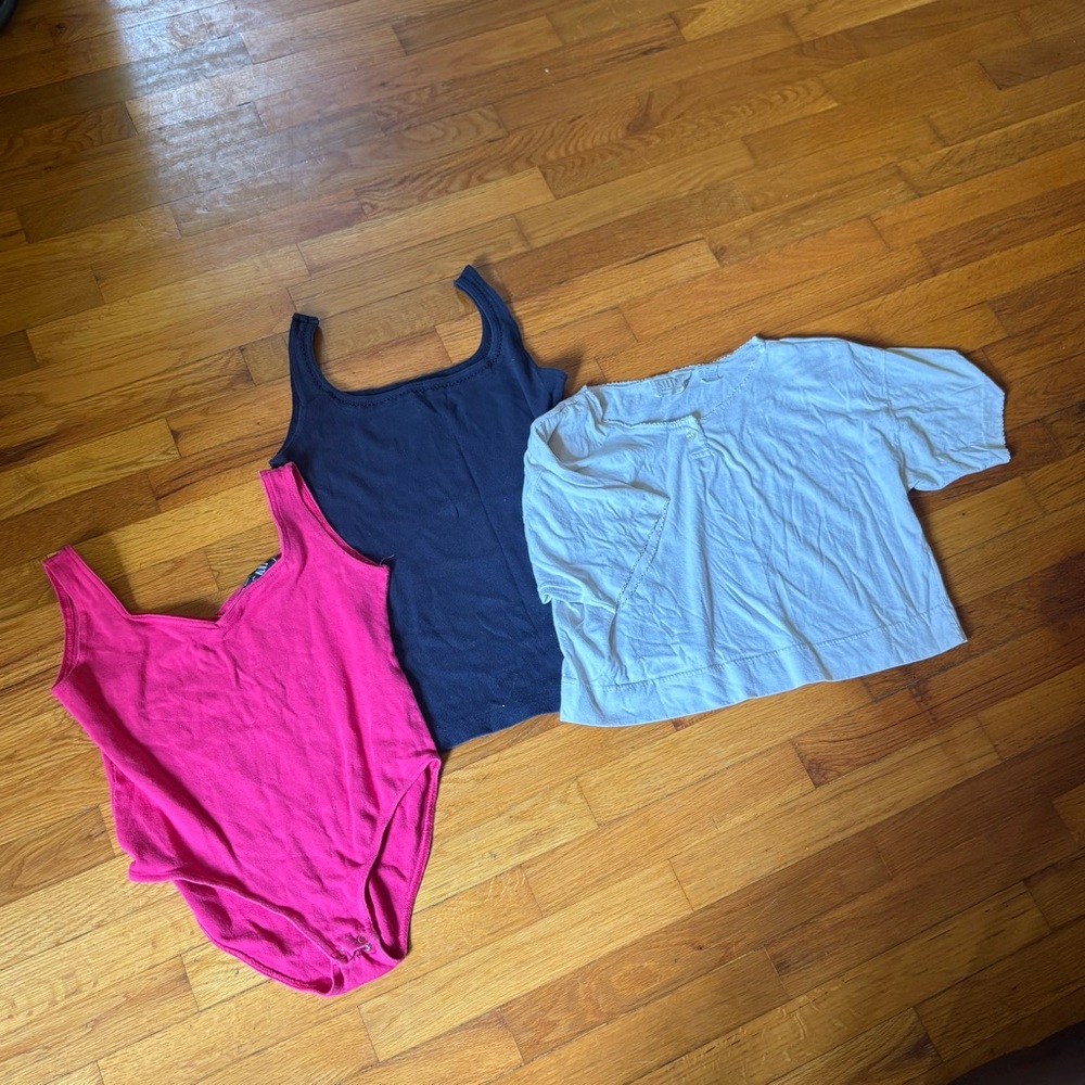 Pink, Black, and oatmeal vintage Tops and bodysuit Set